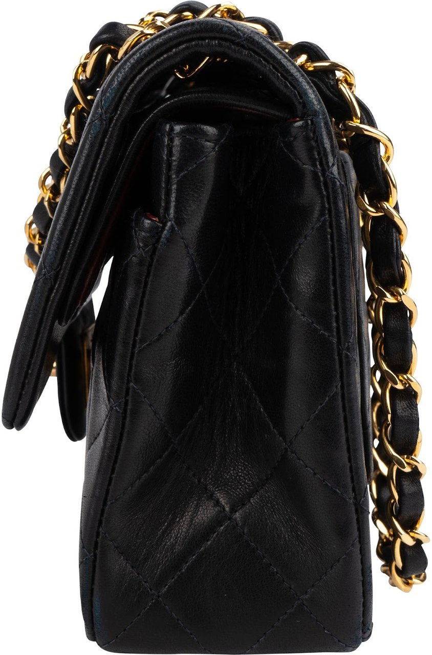 Chanel Chanel Quilted Lambskin 24K Gold Small Double Flap Shoulder Bag Zwart