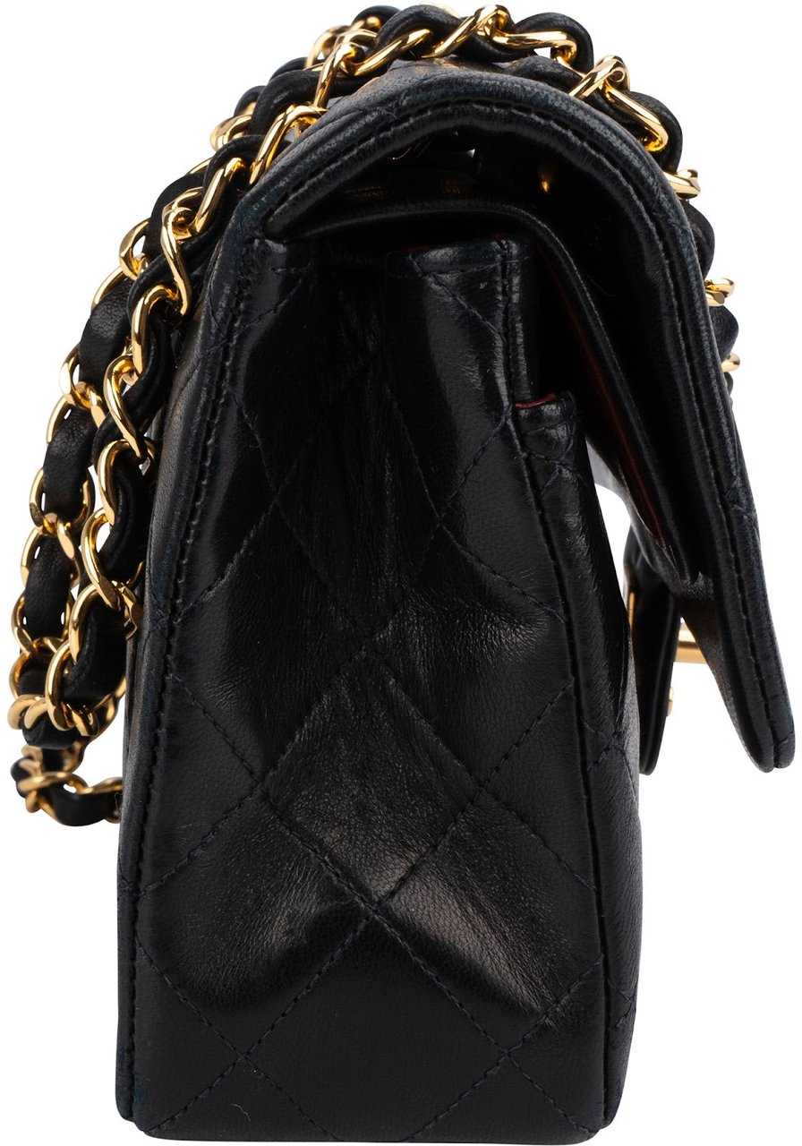 Chanel Chanel Quilted Lambskin 24K Gold Small Double Flap Shoulder Bag Zwart