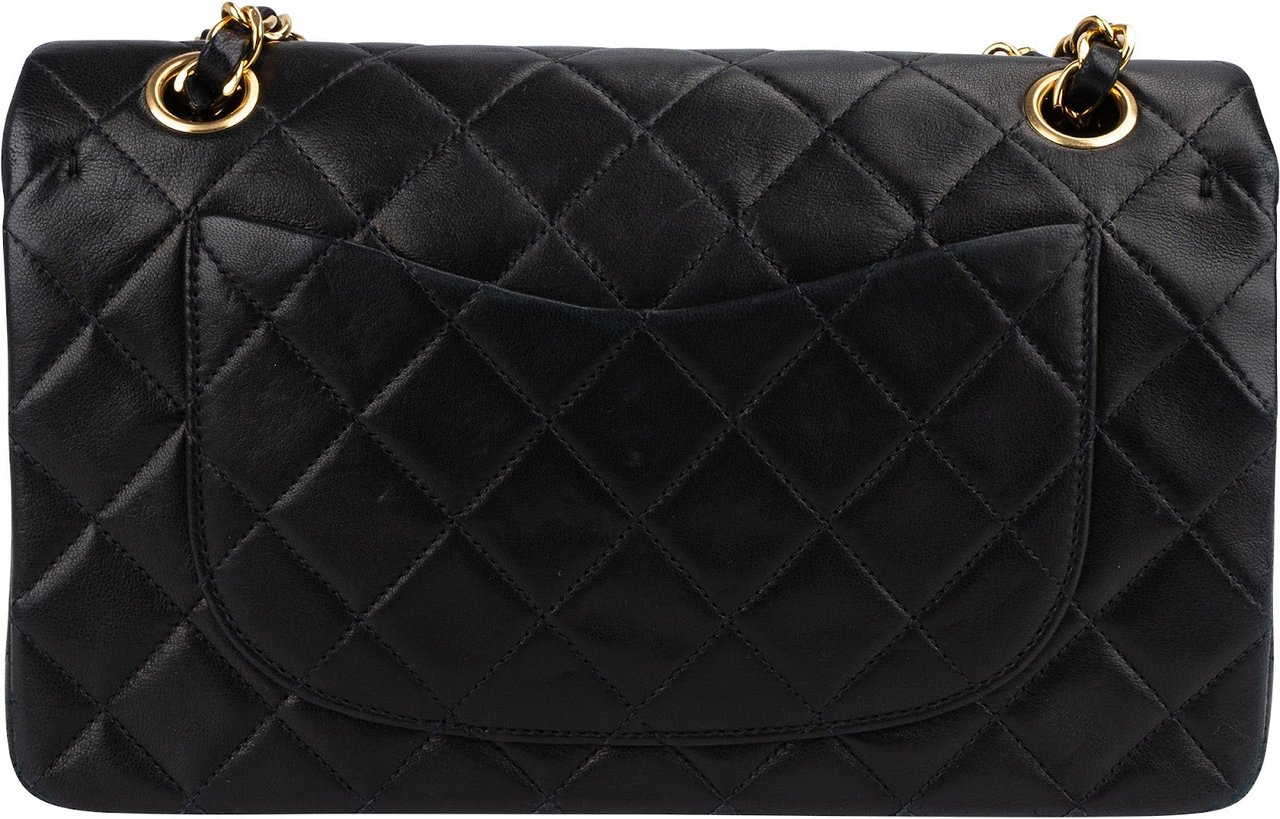 Chanel Chanel Quilted Lambskin 24K Gold Small Double Flap Shoulder Bag Zwart