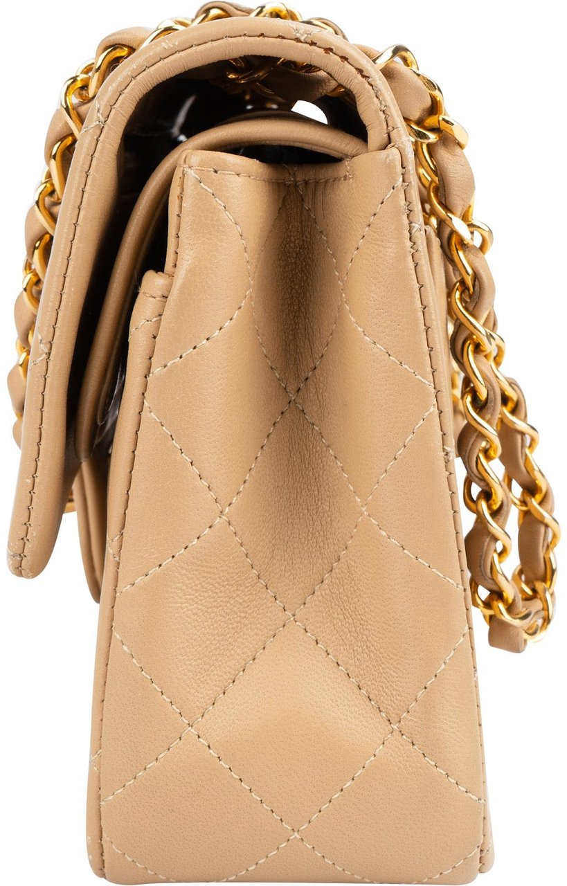 Chanel Chanel Quilted Lambskin 24K Gold Small Double Flap Shoulder Bag Beige