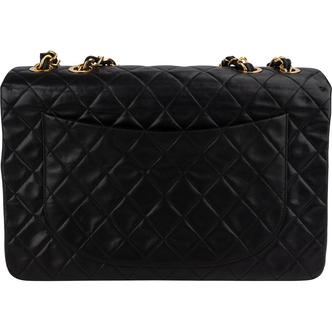 Chanel Quilted Lambskin 24K Gold Maxi Single Flap Crossbody Bag Zwart