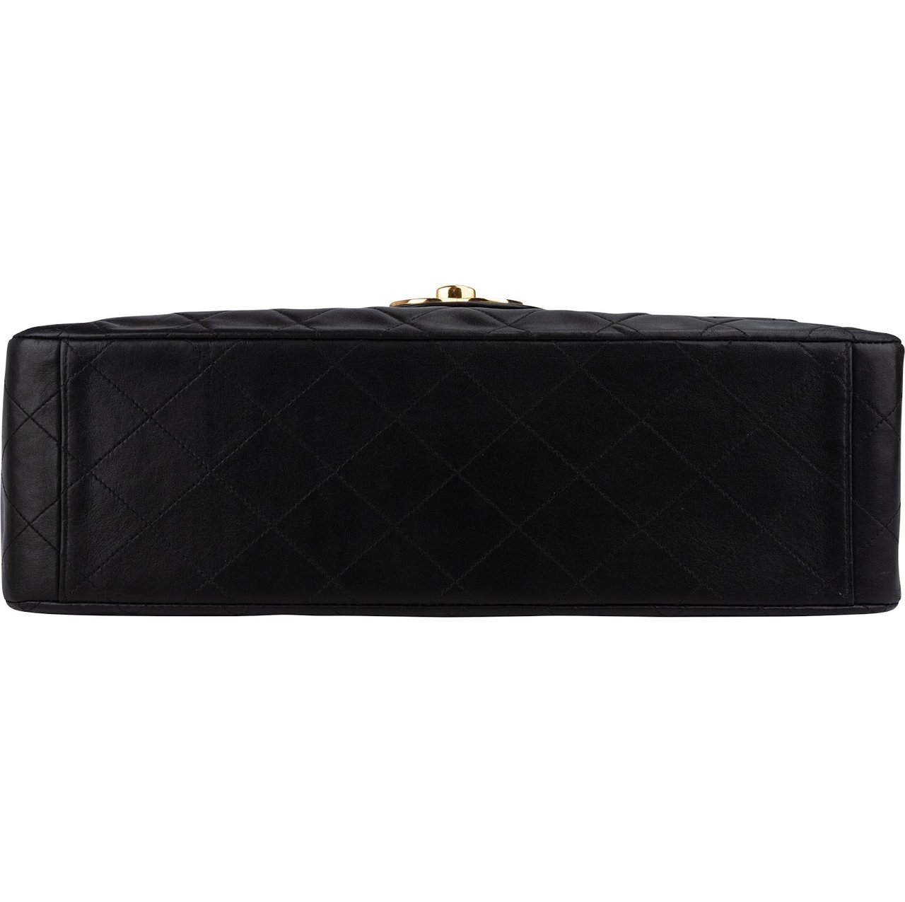 Chanel Quilted Lambskin 24K Gold Maxi Single Flap Crossbody Bag Zwart