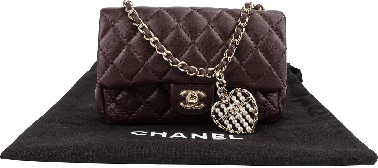 Chanel Quilted Lambskin Extra Mini Miniatur Double Flap Pendant Bag Divers