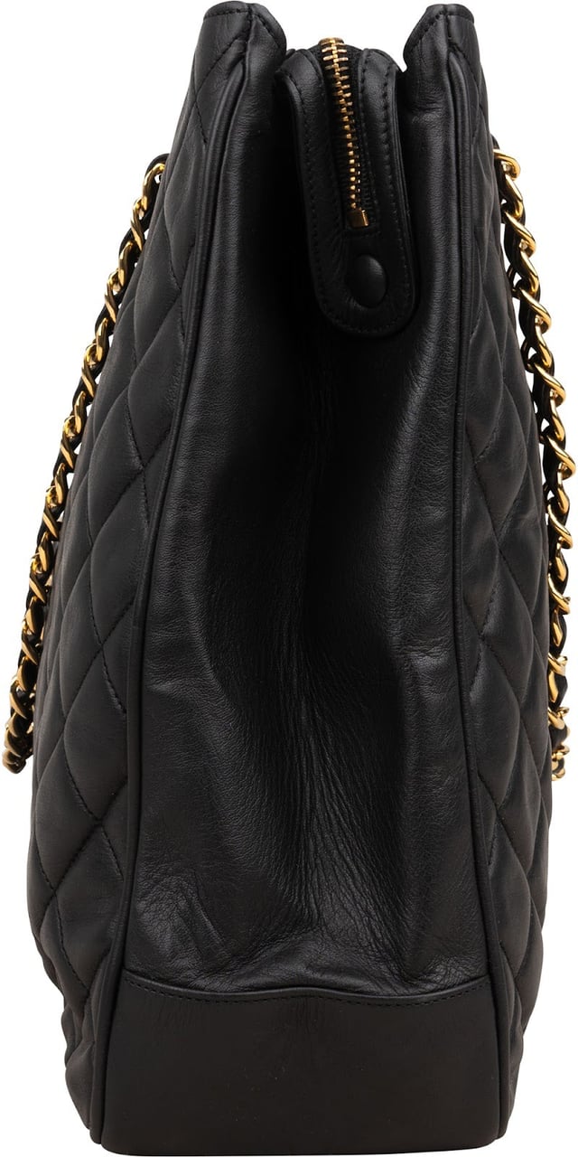 Chanel Chanel Quilted Lambskin Large CC Shopping Tote Shoulder Bag Zwart