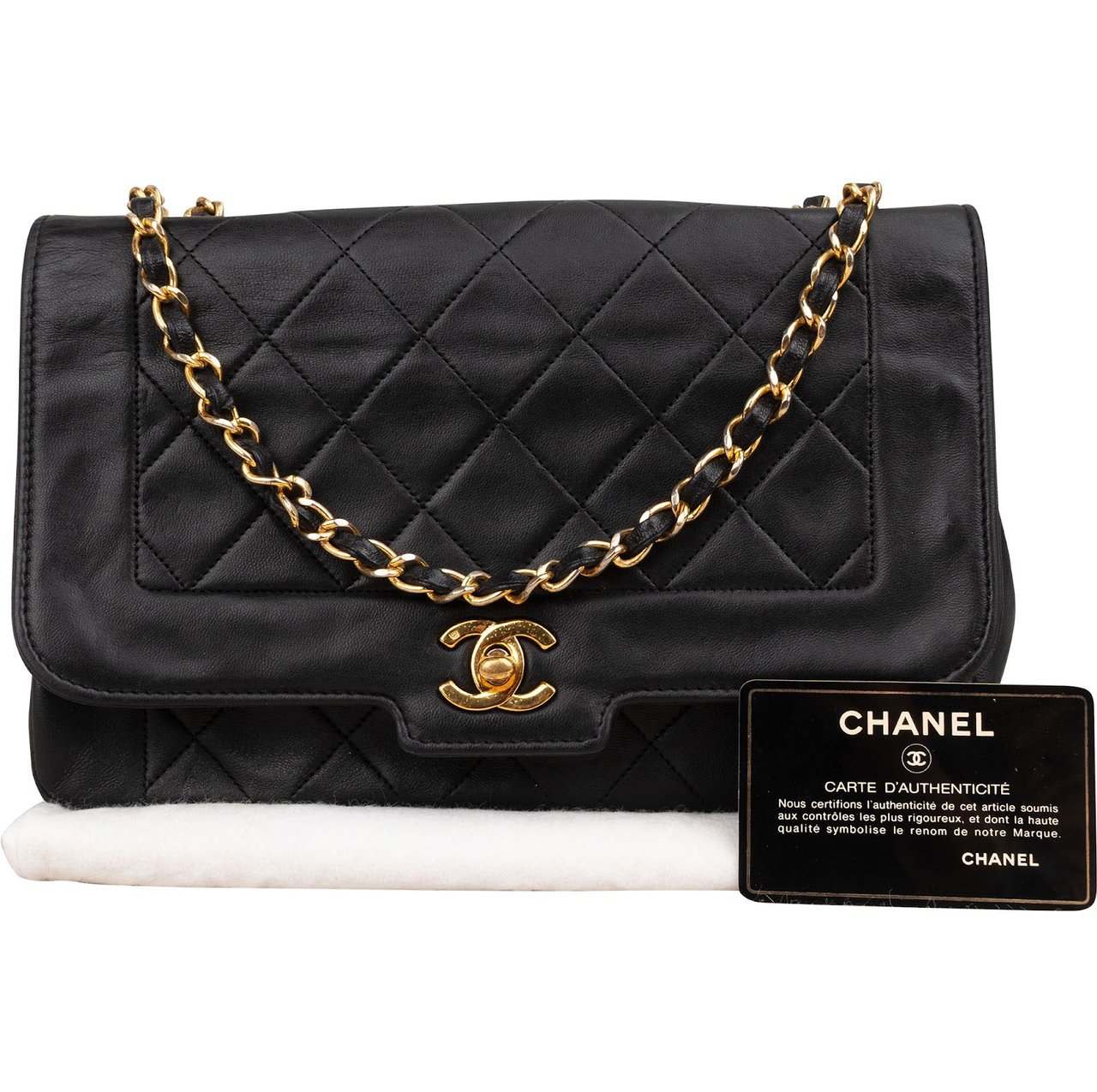 Chanel Quilted Lambskin 24K Gold Single Flap Crossbody Bag Zwart