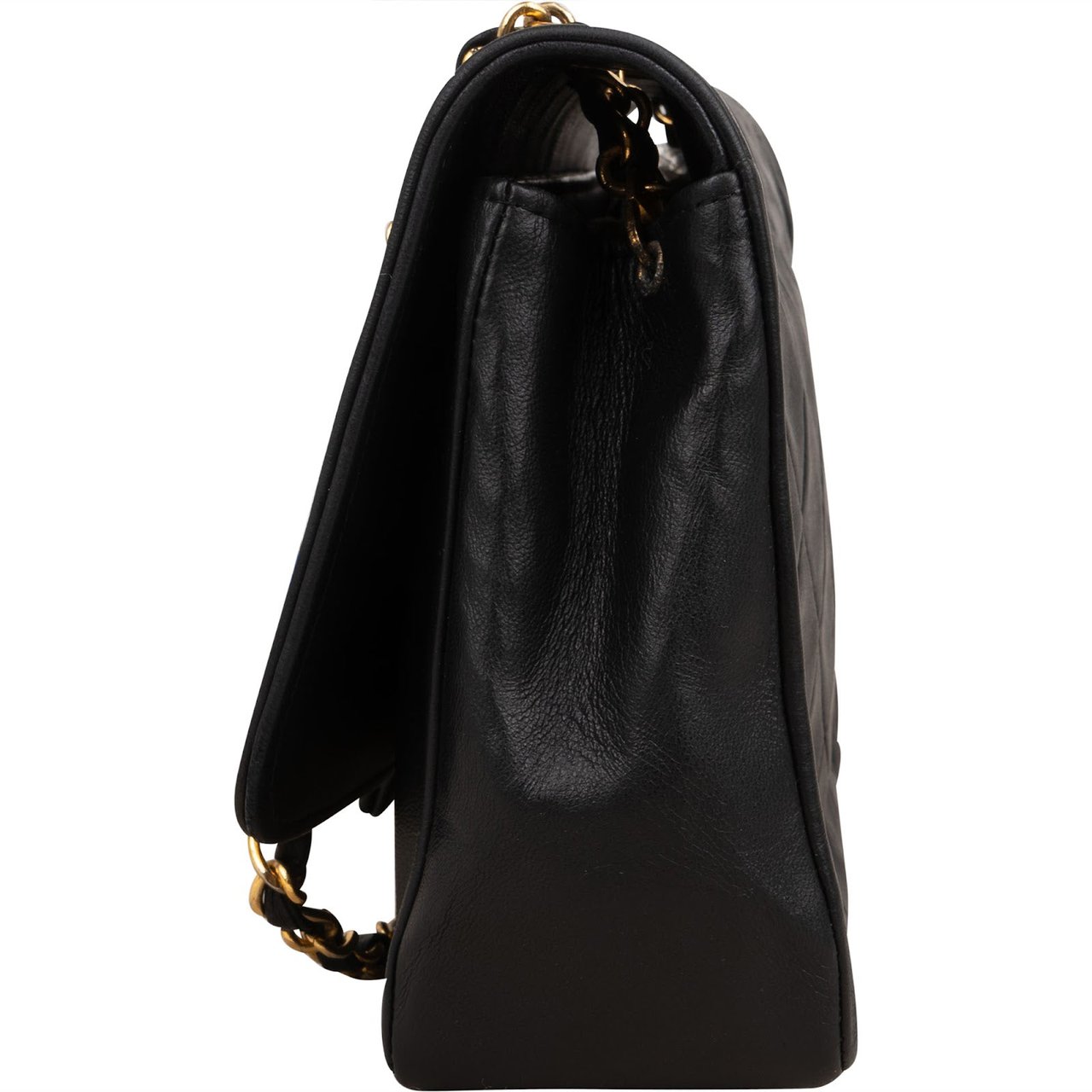 Chanel Quilted Lambskin 24K Gold Single Flap Crossbody Bag Zwart