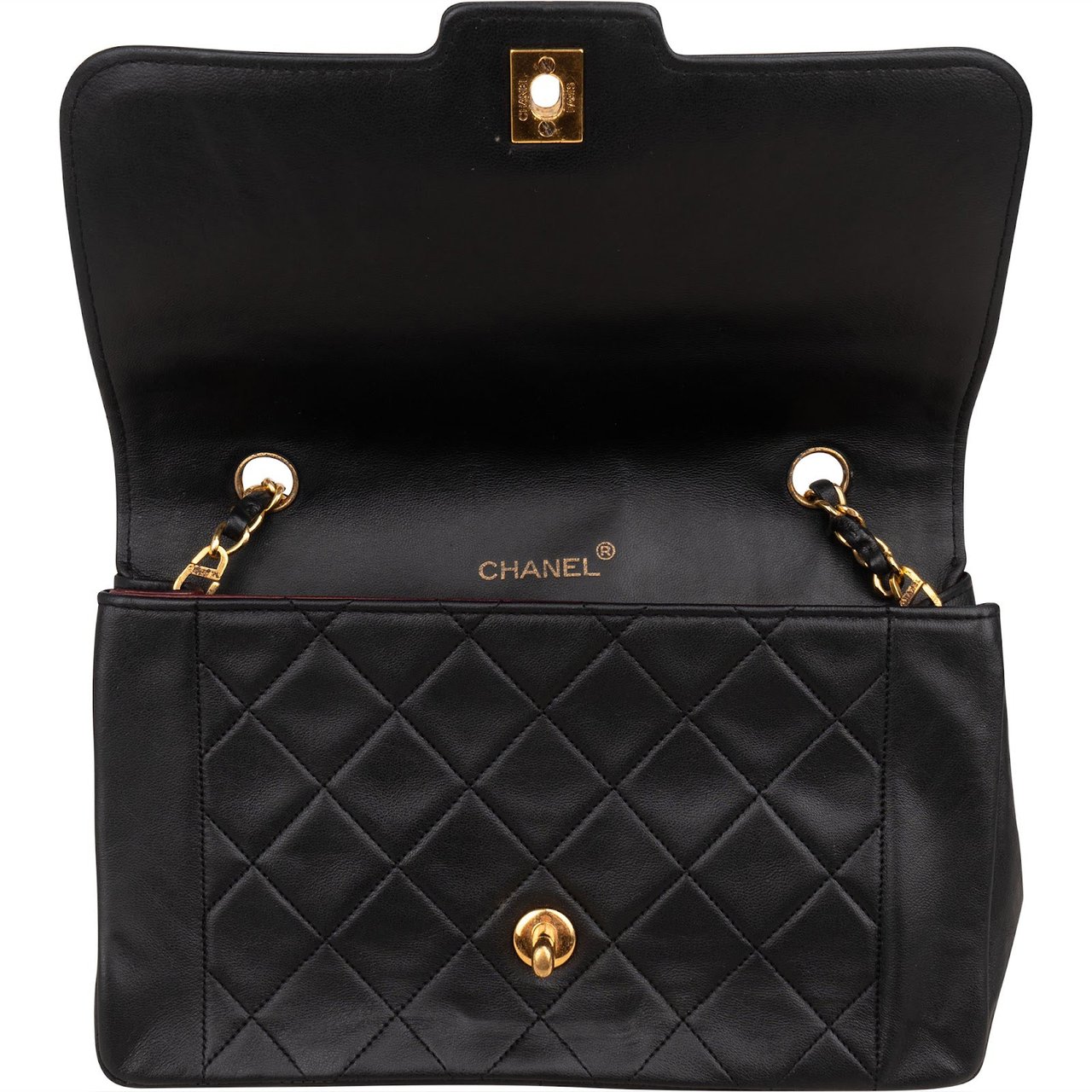 Chanel Quilted Lambskin 24K Gold Single Flap Crossbody Bag Zwart