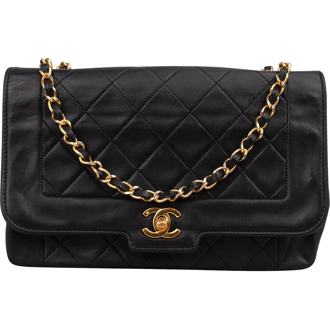Chanel Quilted Lambskin 24K Gold Single Flap Crossbody Bag Zwart
