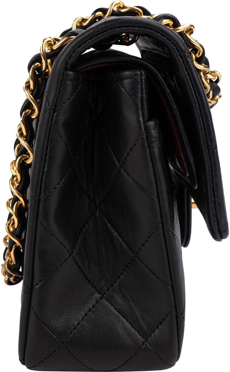 Chanel Quilted Lambskin 24K Gold Small Double Flap Shoulder Bag Zwart