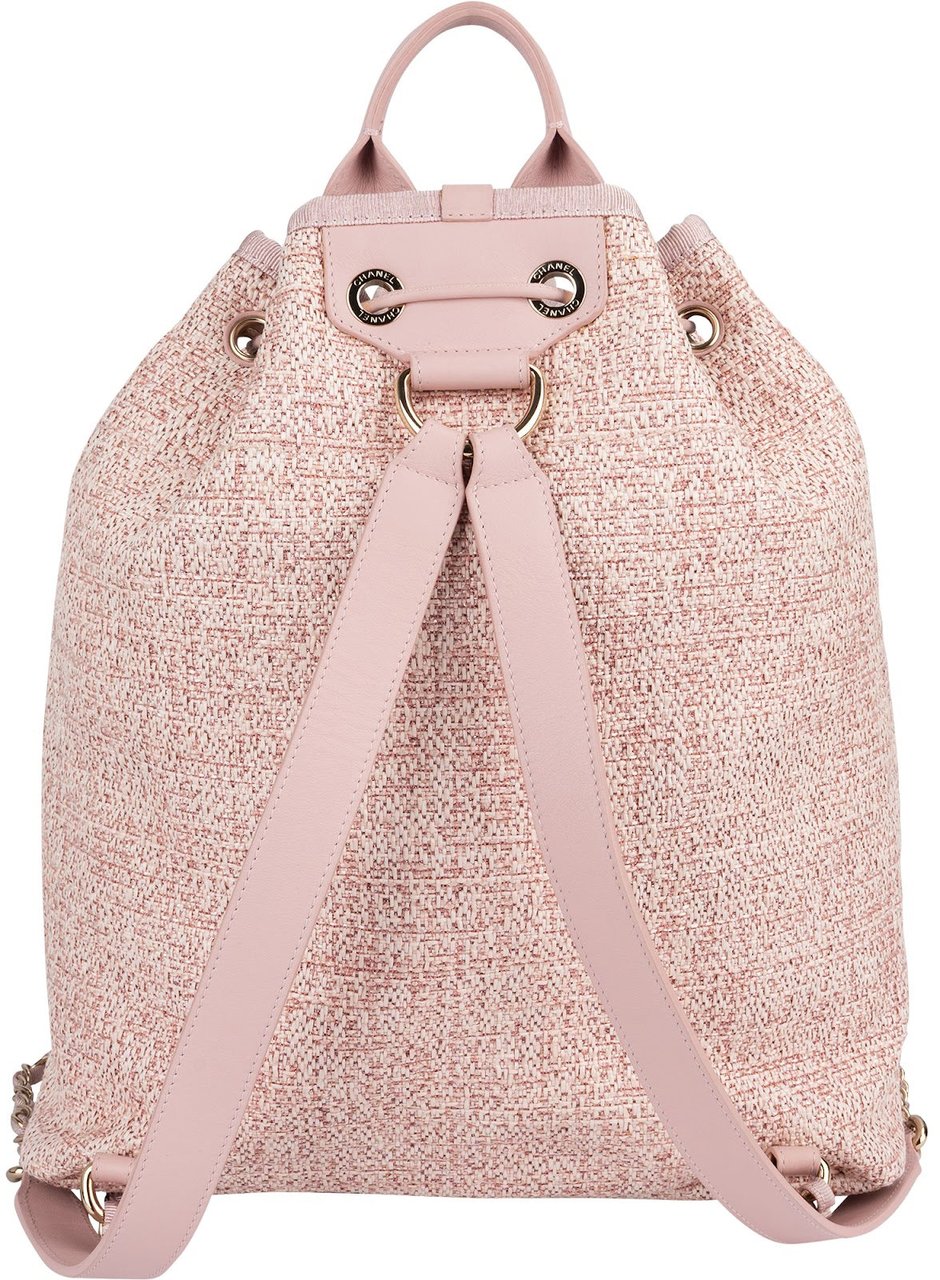 Chanel Chanel Woven Tweed Deauville Drawstring Bucket Backpack Rood