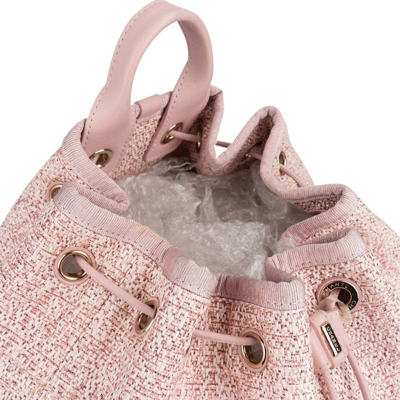 Chanel Chanel Woven Tweed Deauville Drawstring Bucket Backpack Rood