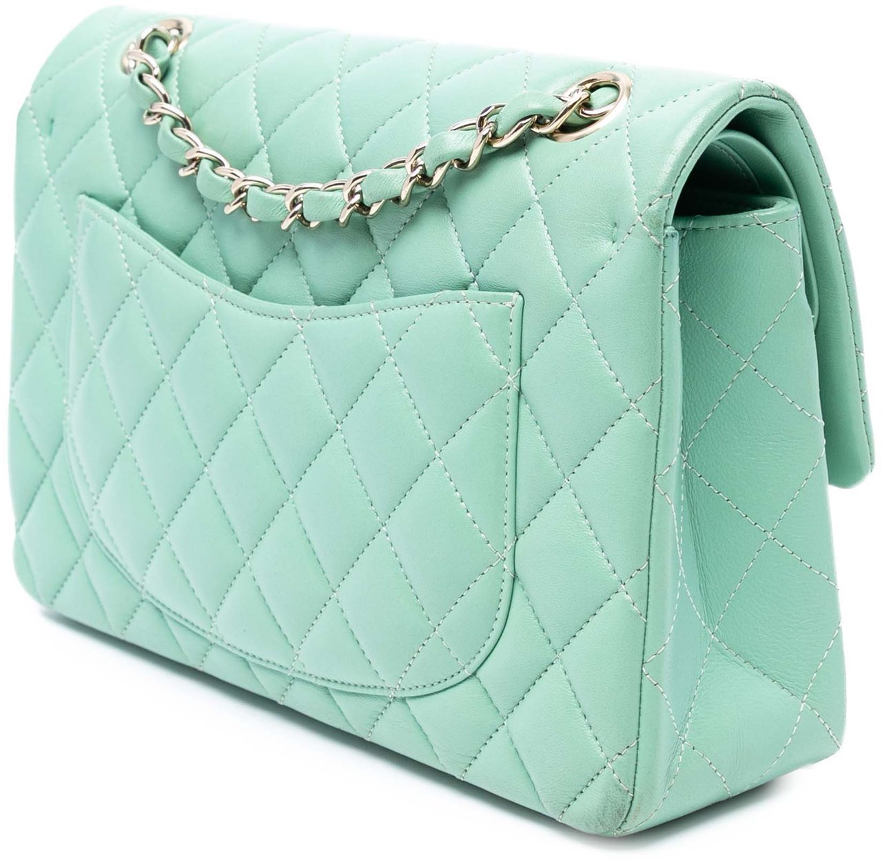 Chanel Small Classic Lambskin Double Flap Groen