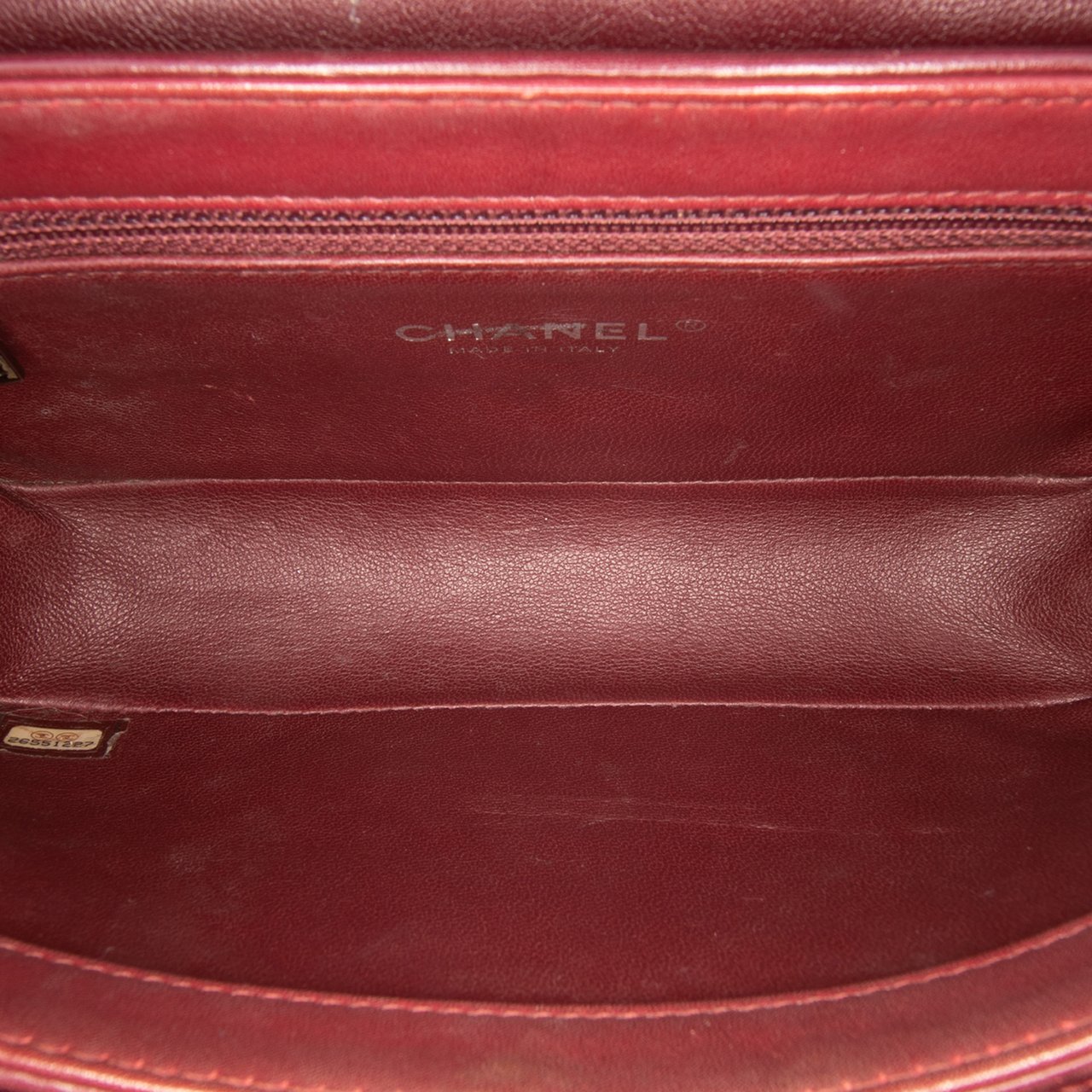 Chanel CC Stitched Calfskin Chain Flap Rood