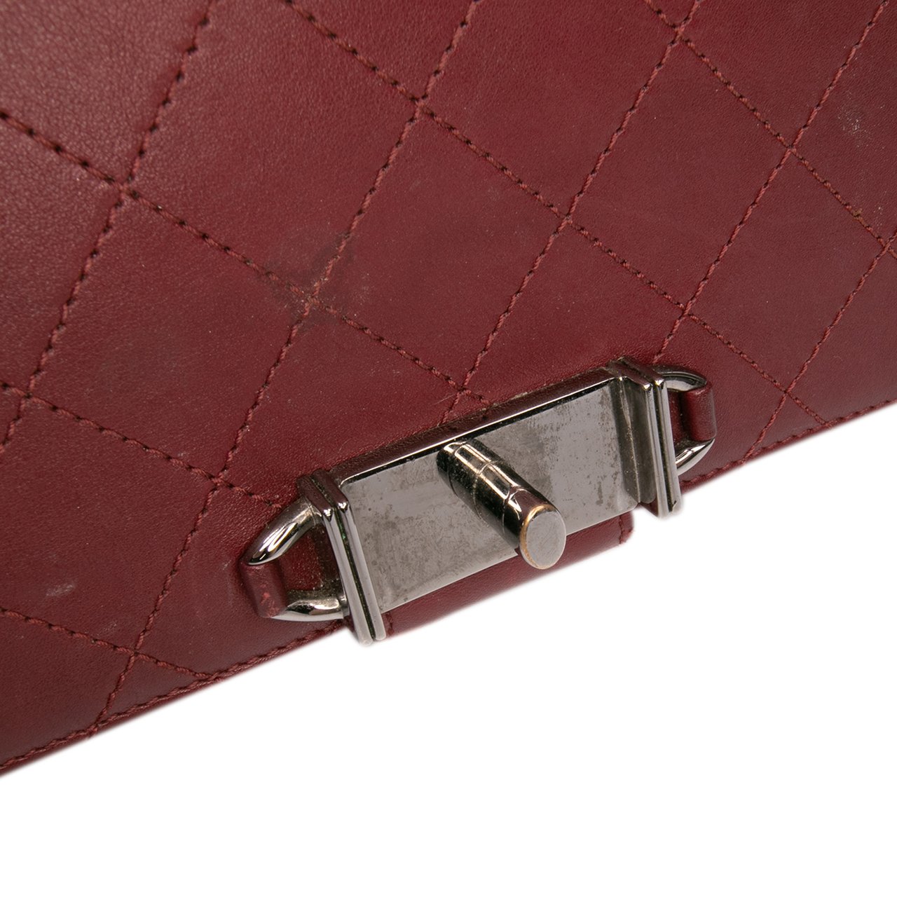 Chanel CC Stitched Calfskin Chain Flap Rood