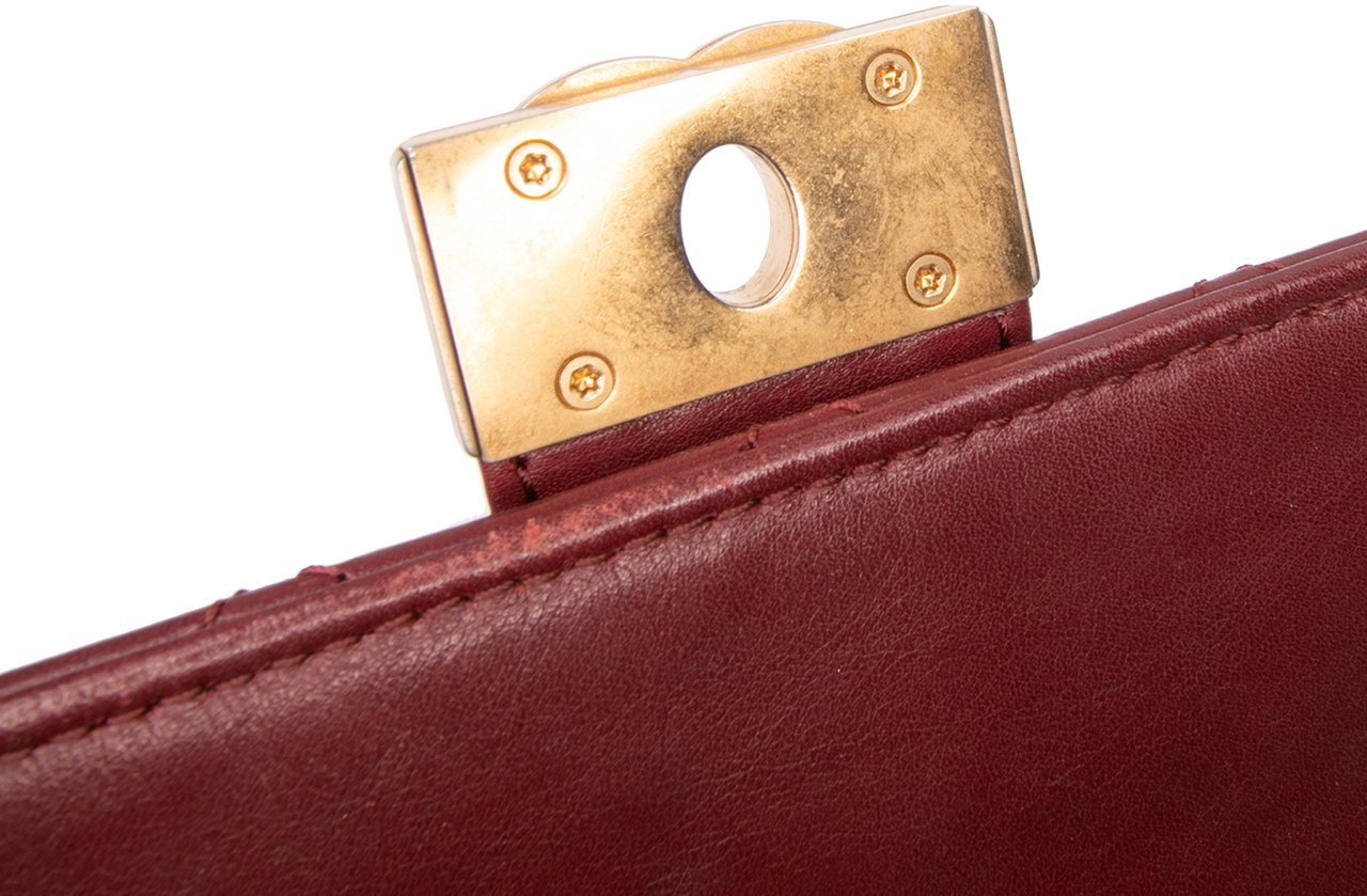 Chanel CC Stitched Calfskin Chain Flap Rood