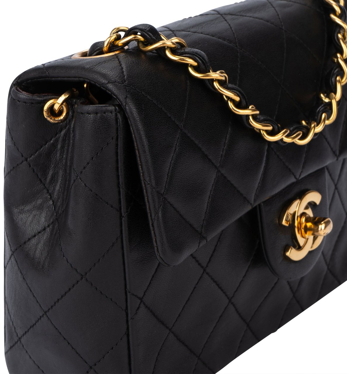 Chanel Chanel Quilted Lambskin 24K Gold Mini Square Single Flap Crossbody Bag Divers