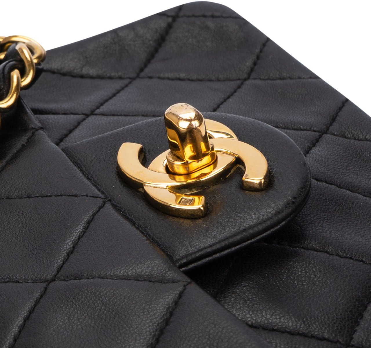 Chanel Chanel Quilted Lambskin 24K Gold Mini Square Single Flap Crossbody Bag Divers