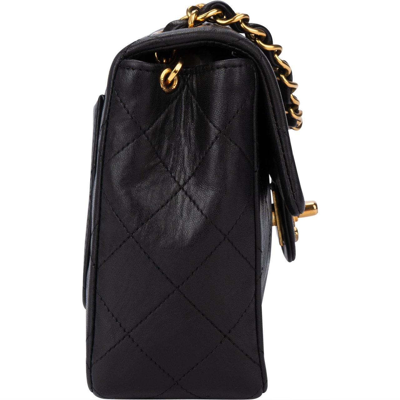 Chanel Chanel Quilted Lambskin 24K Gold Mini Square Single Flap Crossbody Bag Divers