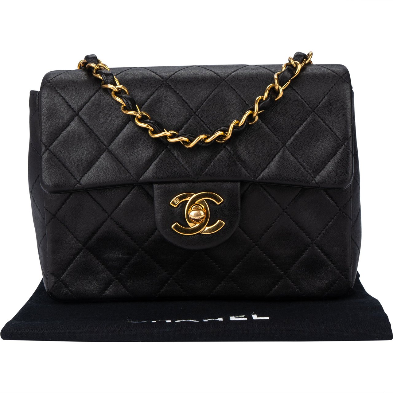 Chanel Chanel Quilted Lambskin 24K Gold Mini Square Single Flap Crossbody Bag Divers