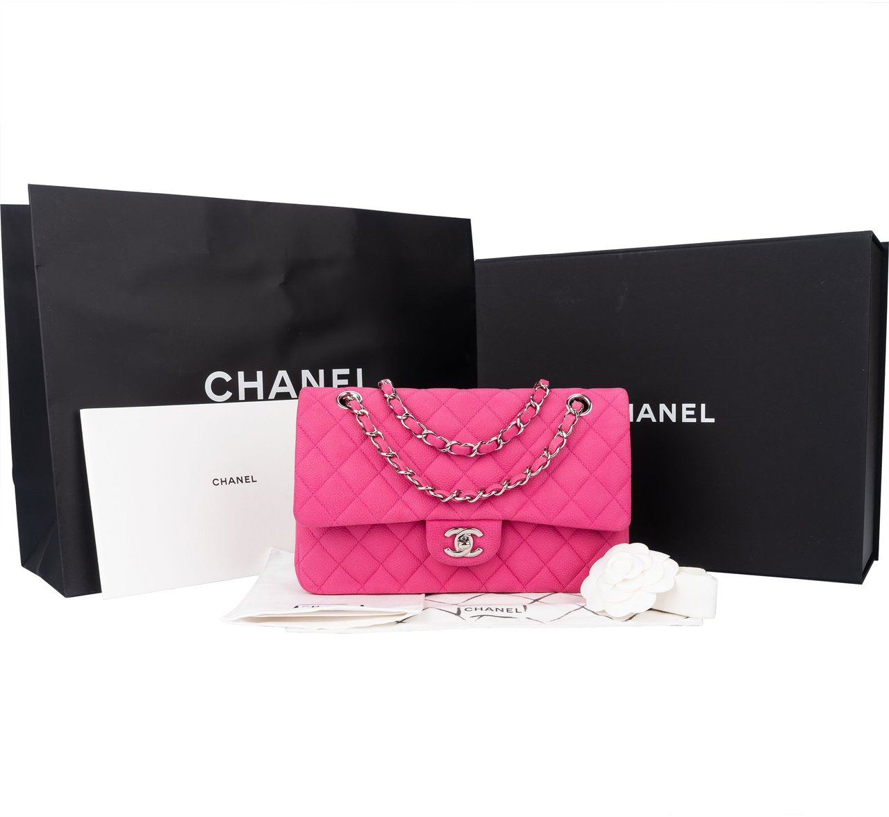 Chanel Chanel Quilted Caviar Leather Medium Double Flap Crossbody Bag Roze