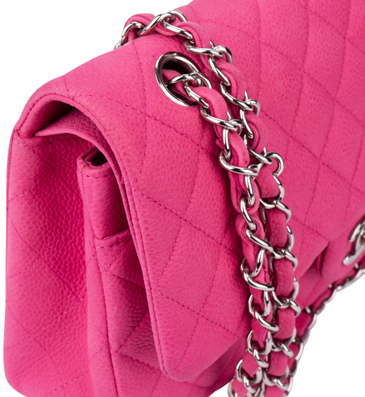 Chanel Chanel Quilted Caviar Leather Medium Double Flap Crossbody Bag Roze