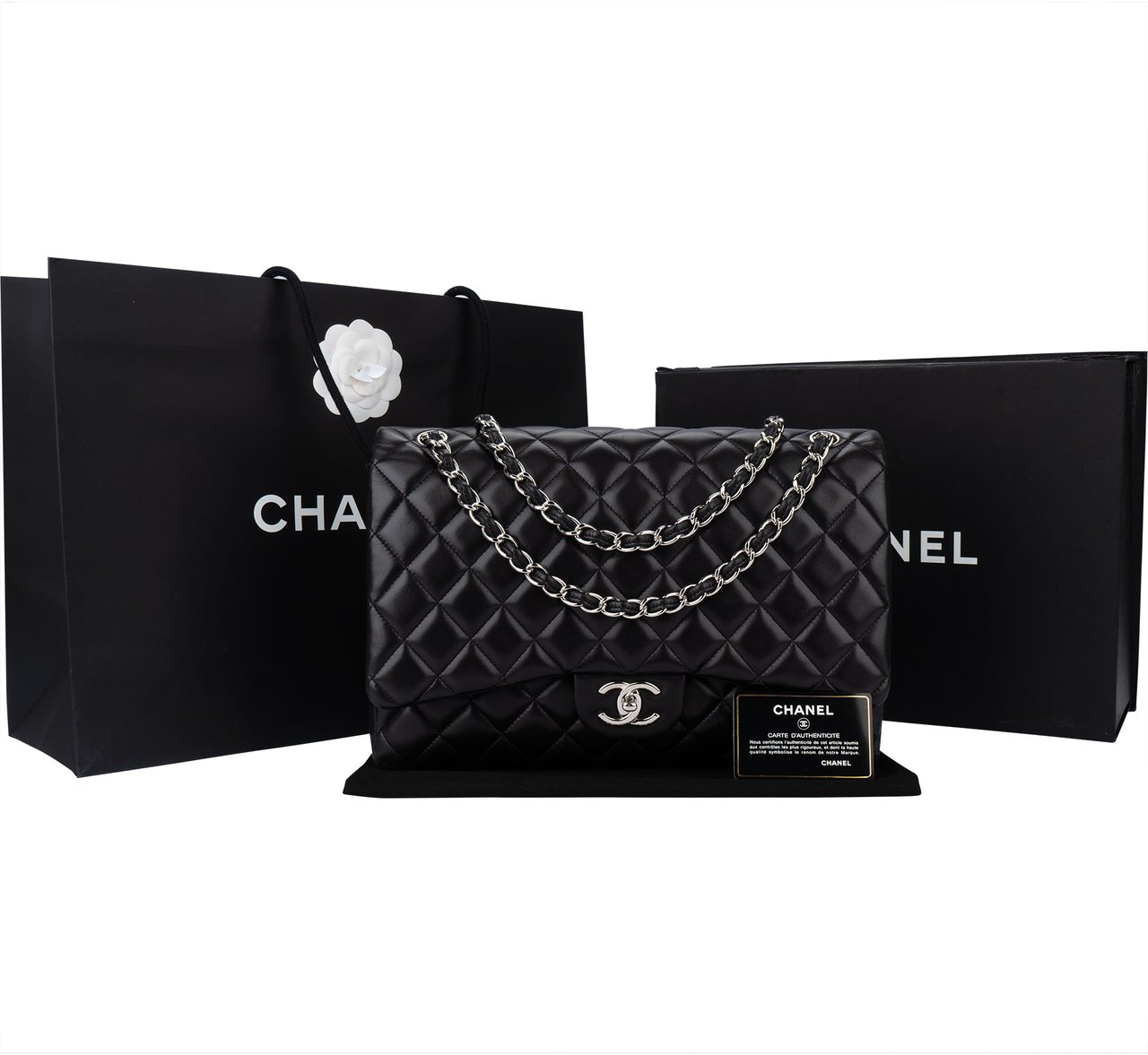 Chanel Chanel Quilted Lambskin Palladium Maxi Double Flap Crossbody bag Divers