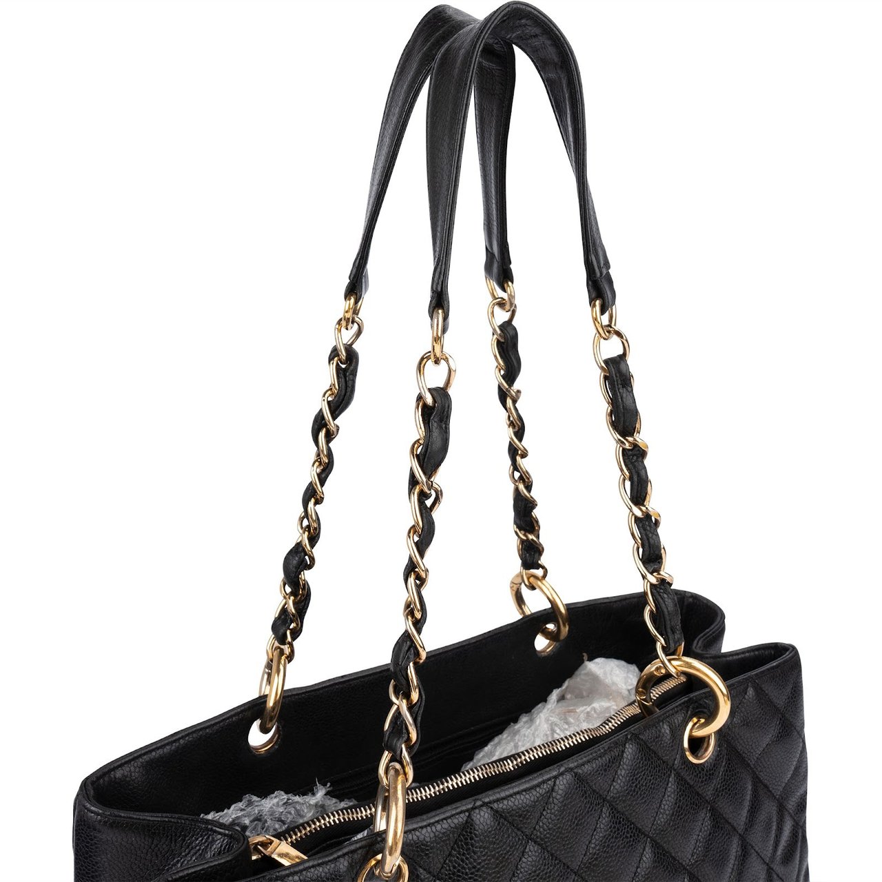 Chanel Chanel Quilted Caviar Leather Grand Shopping Tote Shoulder Bag Zwart