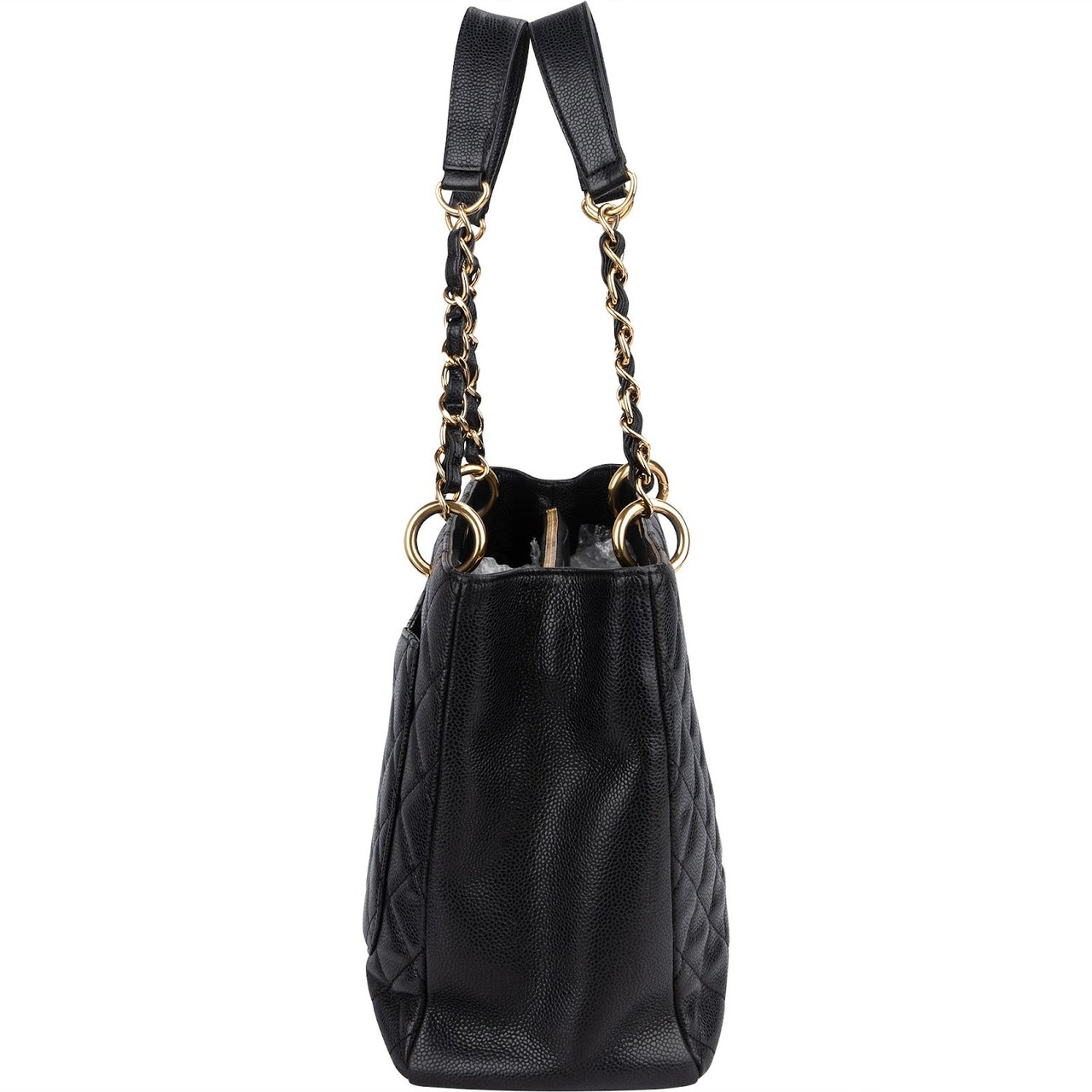 Chanel Quilted Caviar Leather Grand Shopping Tote Shoulder Bag Zwart