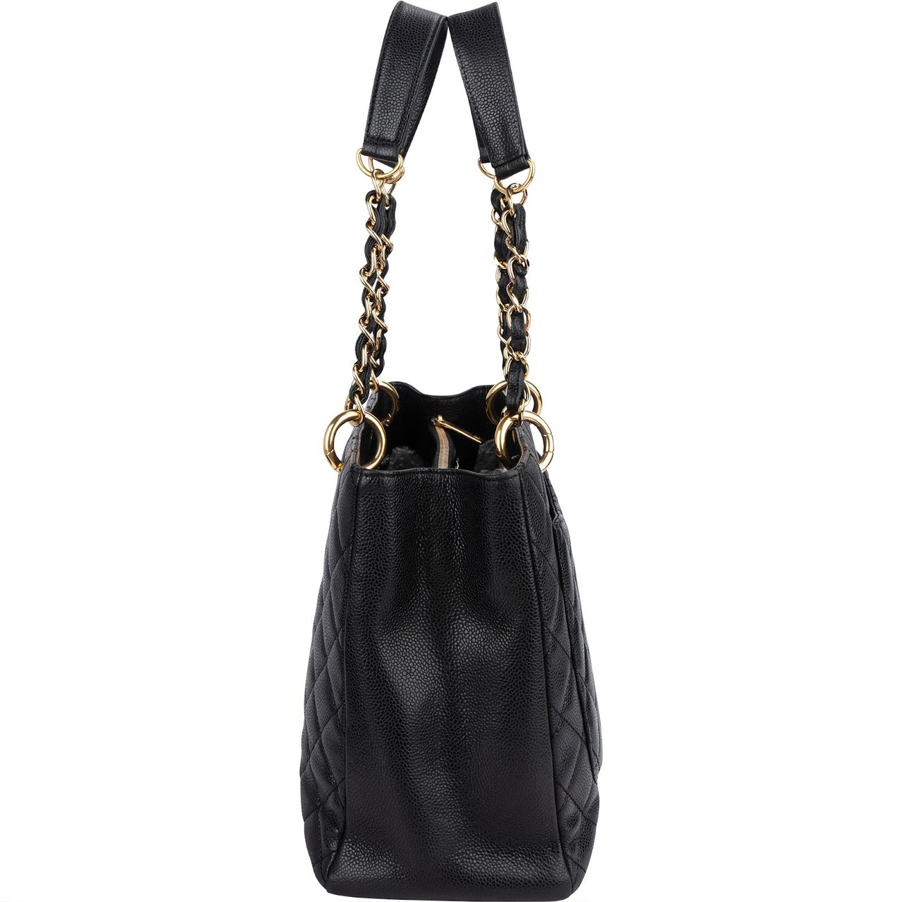 Chanel Quilted Caviar Leather Grand Shopping Tote Shoulder Bag Zwart