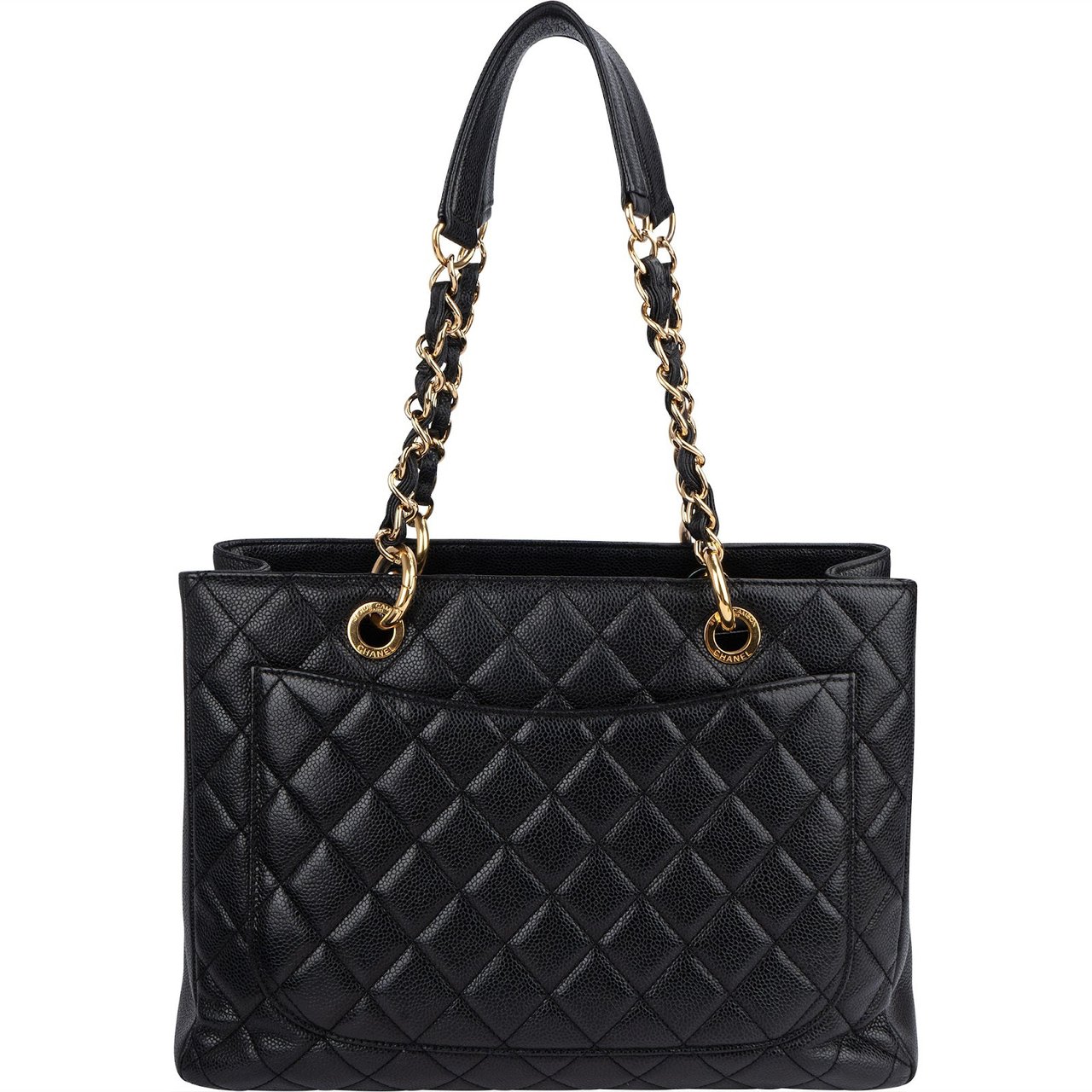 Chanel Quilted Caviar Leather Grand Shopping Tote Shoulder Bag Zwart
