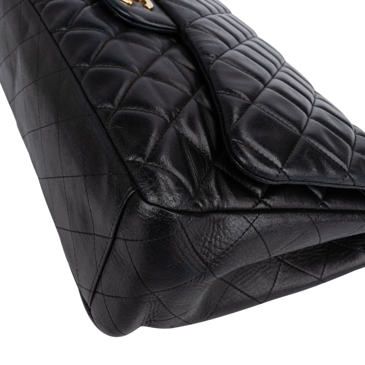 Chanel Quilted Lambskin Maxi Single Flap Crossbody Bag Zwart