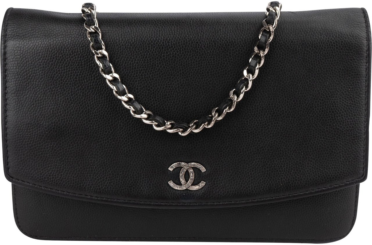 Chanel Caviar Leather CC Wallet on Chain Crossbody Bag Zwart