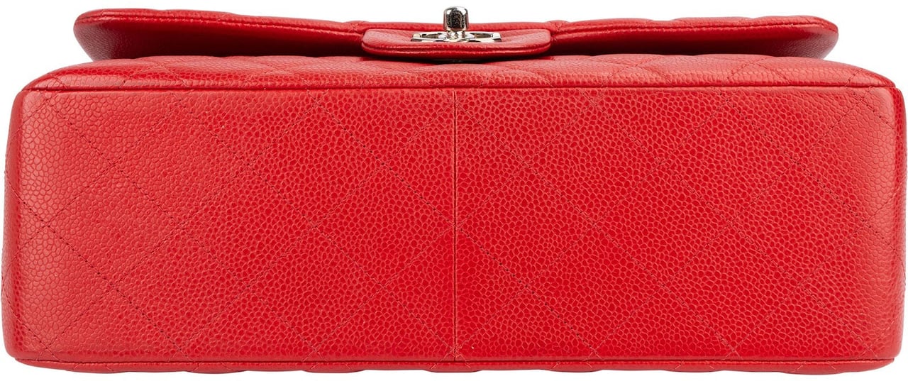Chanel Chanel Quilted Caviar Leather Jumbo Double Flap Crossbody Bag Rood