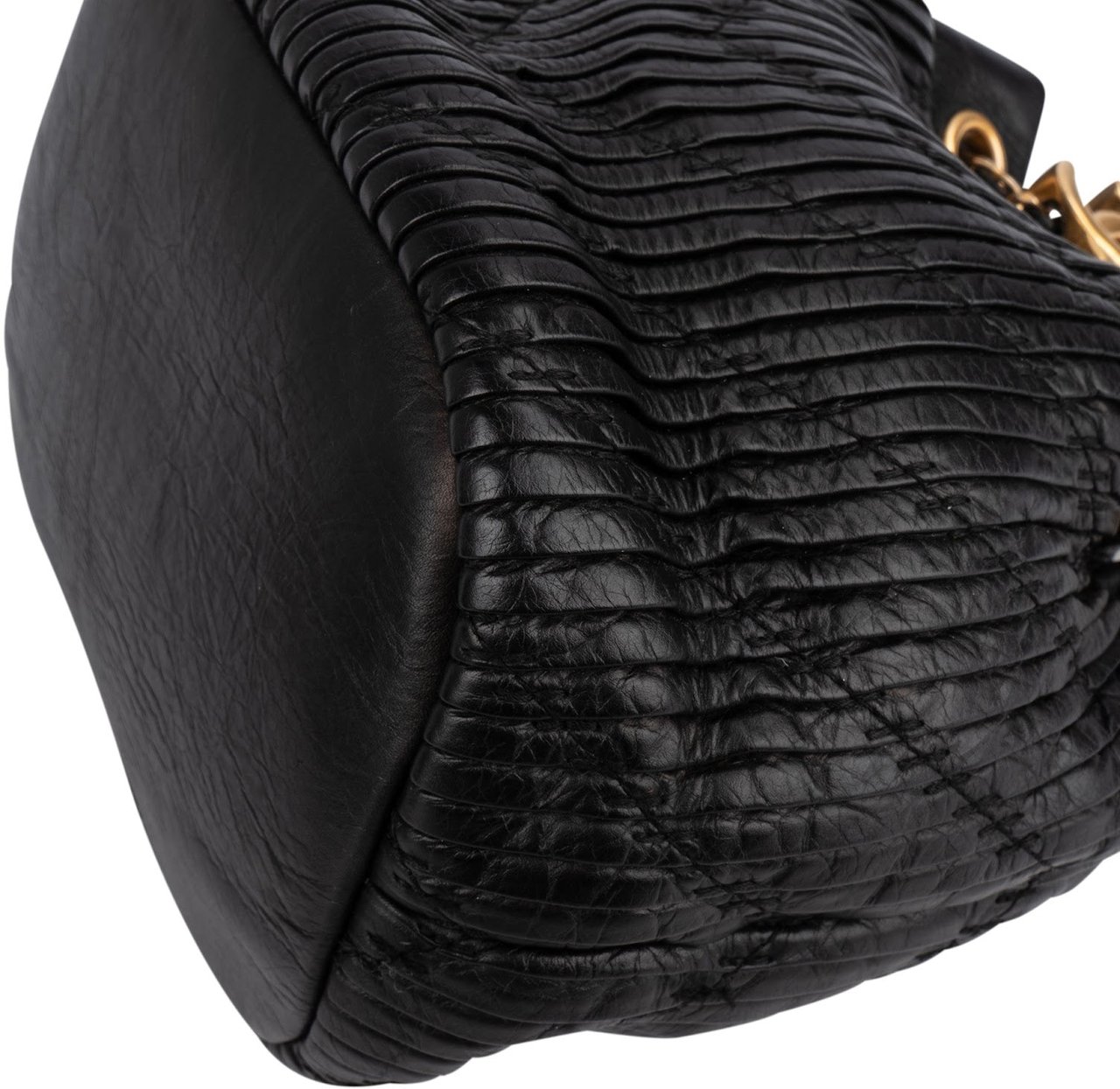 Chanel Pleated Calfskin Small Coco Pleats Drawstring Bucket Crossbody Bag Zwart