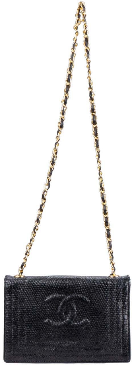 Chanel Chanel Black CC Stitch Lizard Mini Single Flap Bag Divers