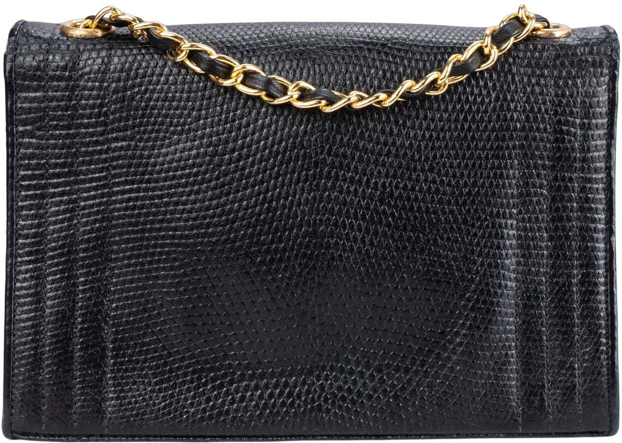 Chanel Chanel Black CC Stitch Lizard Mini Single Flap Bag Divers
