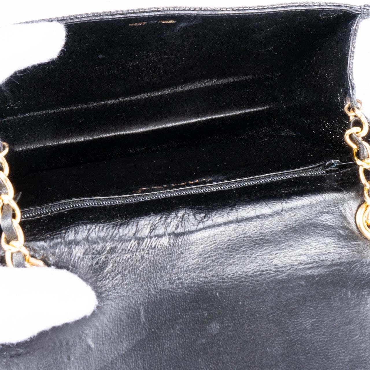 Chanel Chanel Black CC Stitch Lizard Mini Single Flap Bag Divers