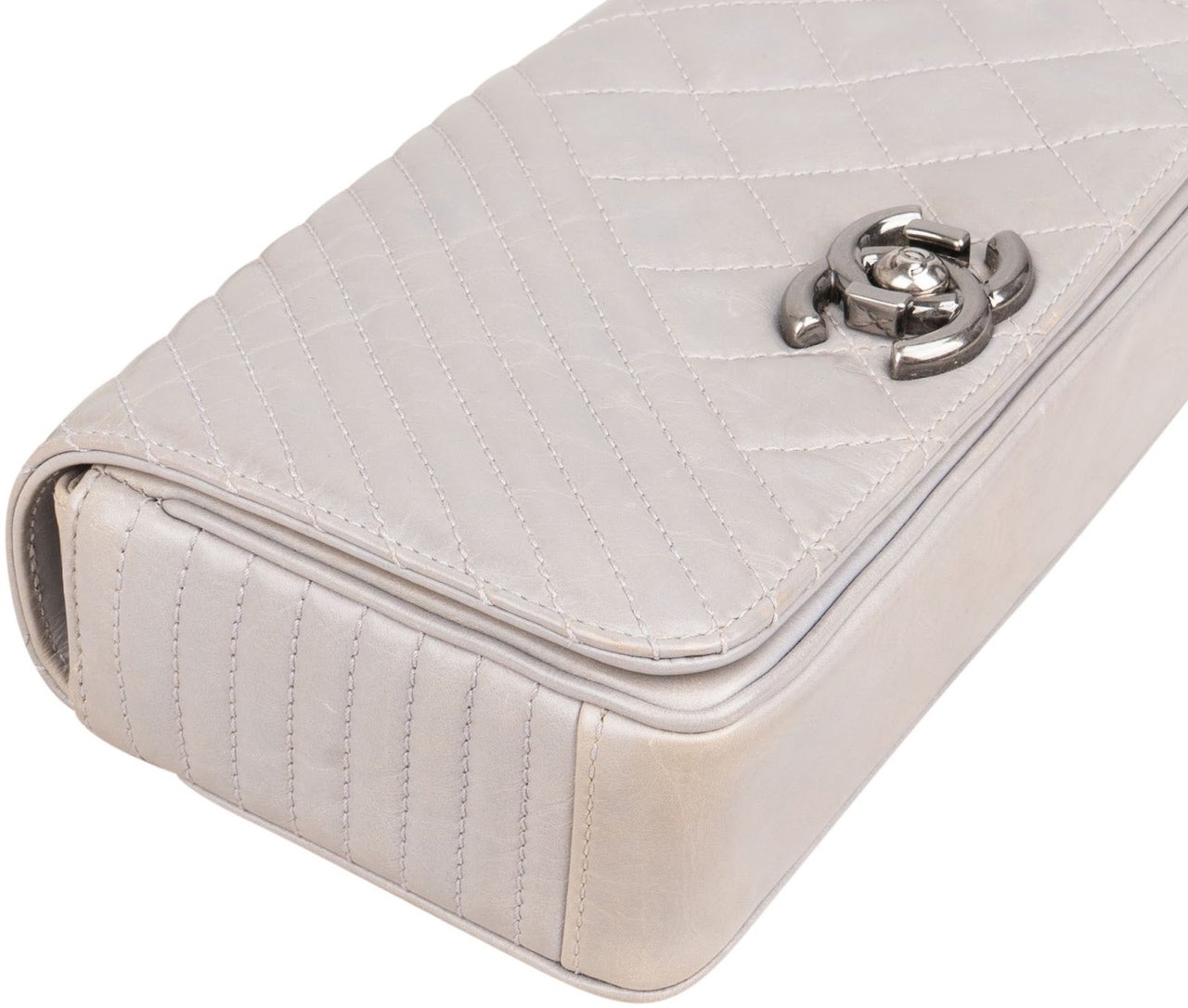 Chanel Chanel Aged Quilted Calfskin Coco Boy Single Flap Crossbody Bag Donkergrijs