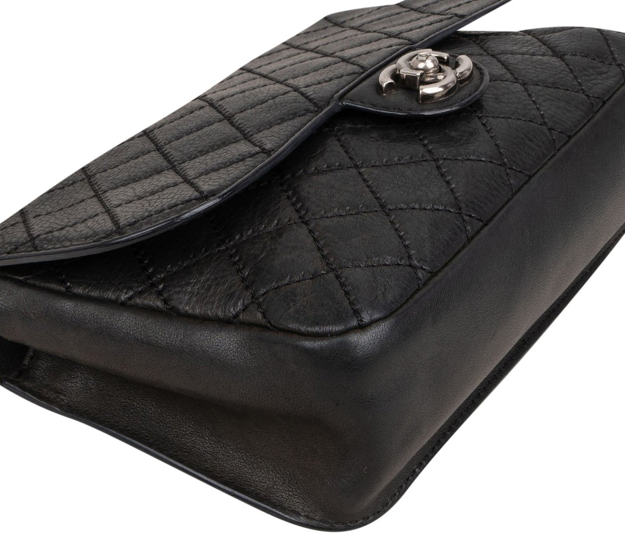 Chanel Chanel Quilted Calfskin Coco Sporran Single Flap Crossbody Bag Zwart