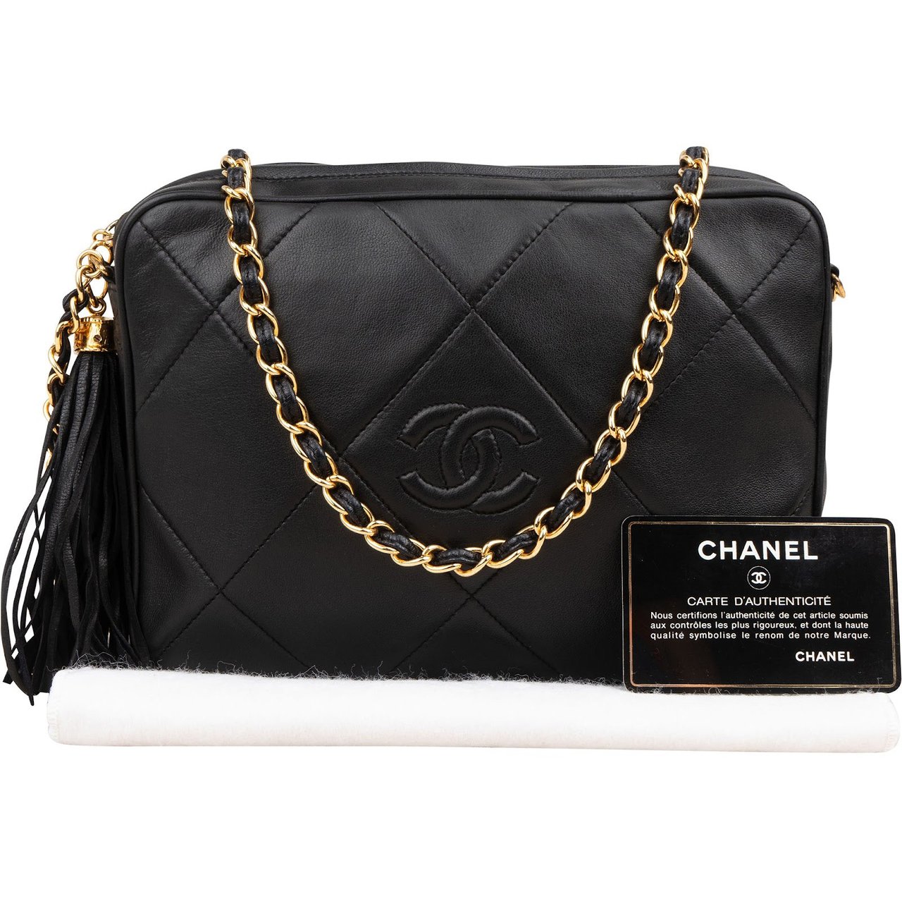Chanel Chanel Quilted Lambskin CC Camera Crossbody Shoulder Bag Zwart