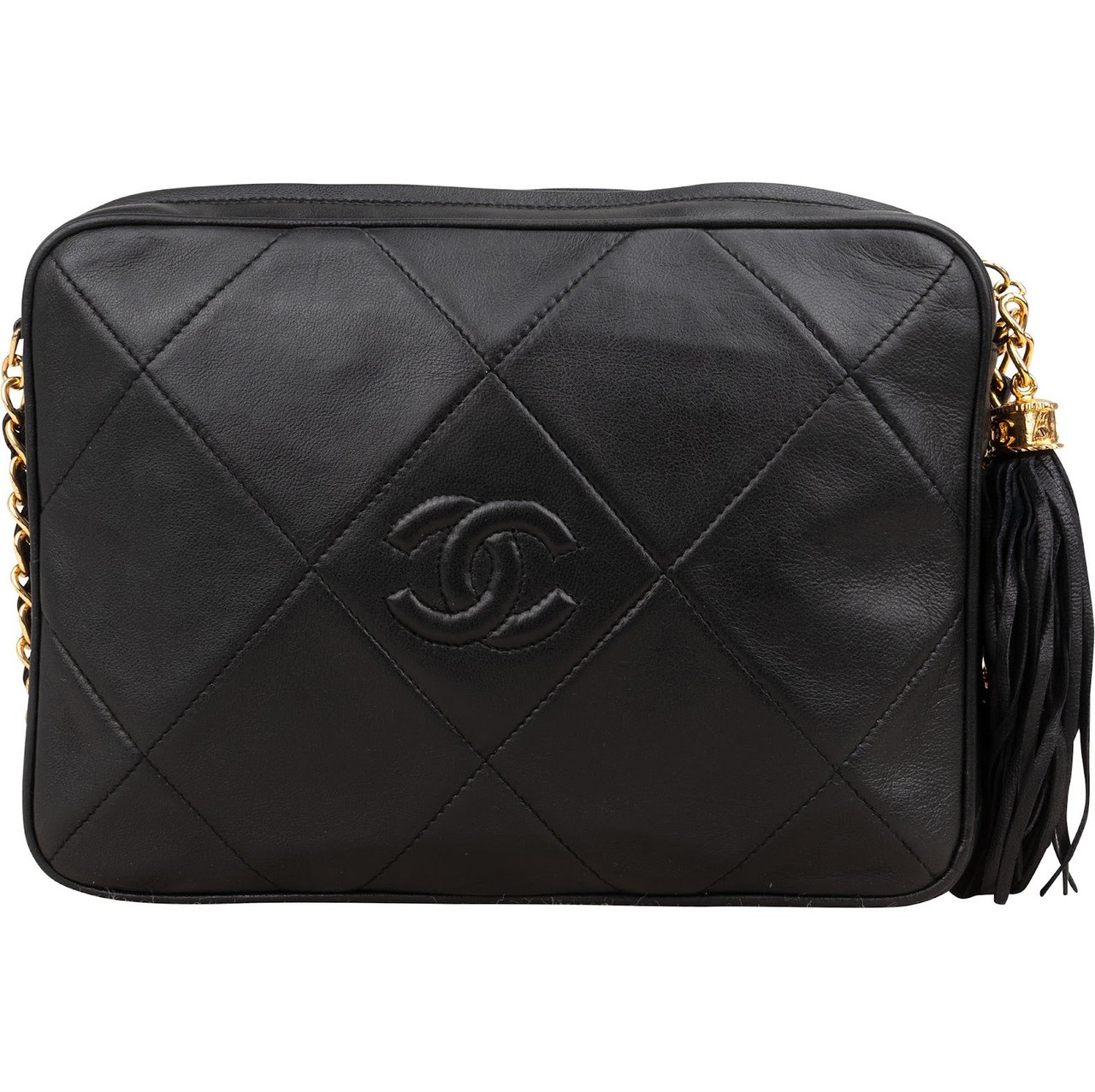 Chanel Chanel Quilted Lambskin CC Camera Crossbody Shoulder Bag Zwart