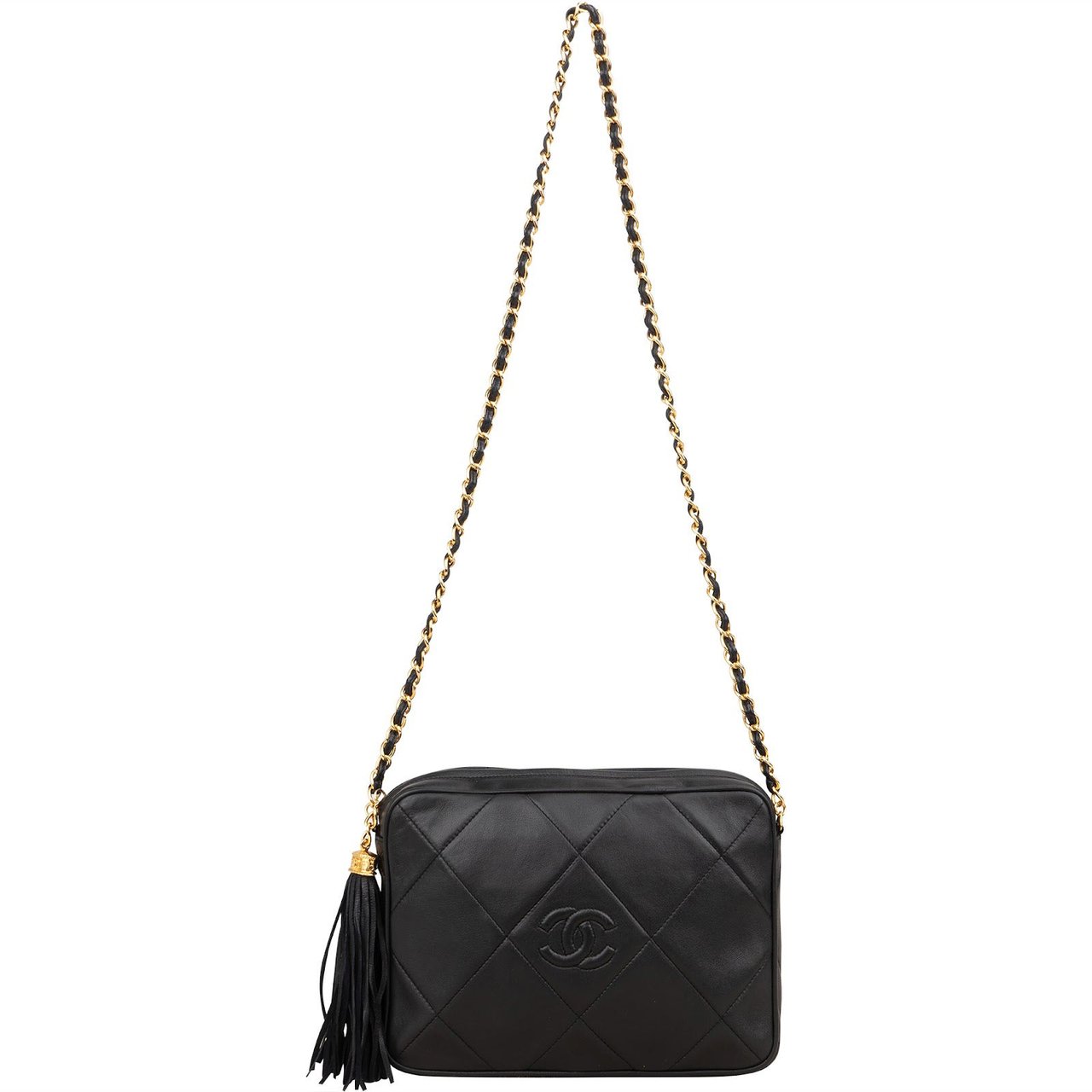 Chanel Chanel Quilted Lambskin CC Camera Crossbody Shoulder Bag Zwart