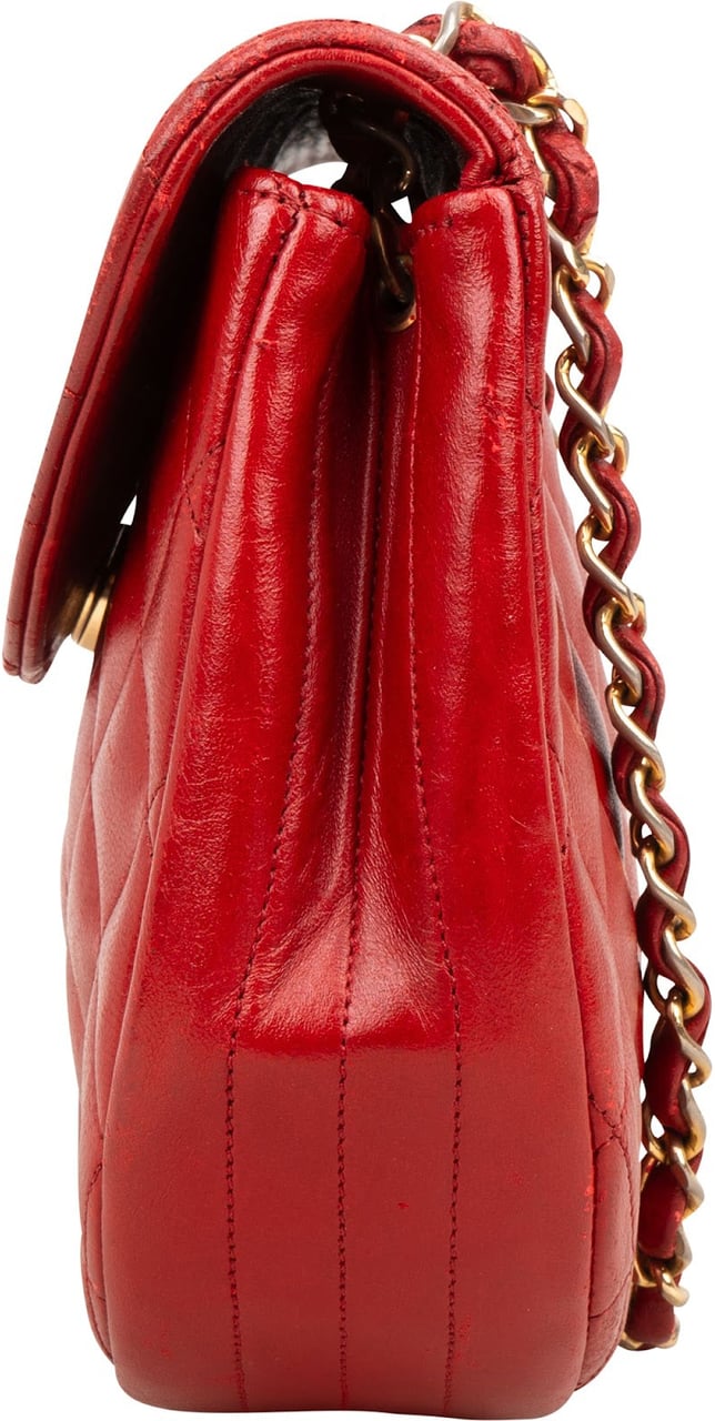 Chanel Chanel Quilted Lambskin Half Moon Single Flap Crossbody Bag Rood