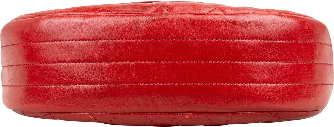 Chanel Chanel Quilted Lambskin Half Moon Single Flap Crossbody Bag Rood