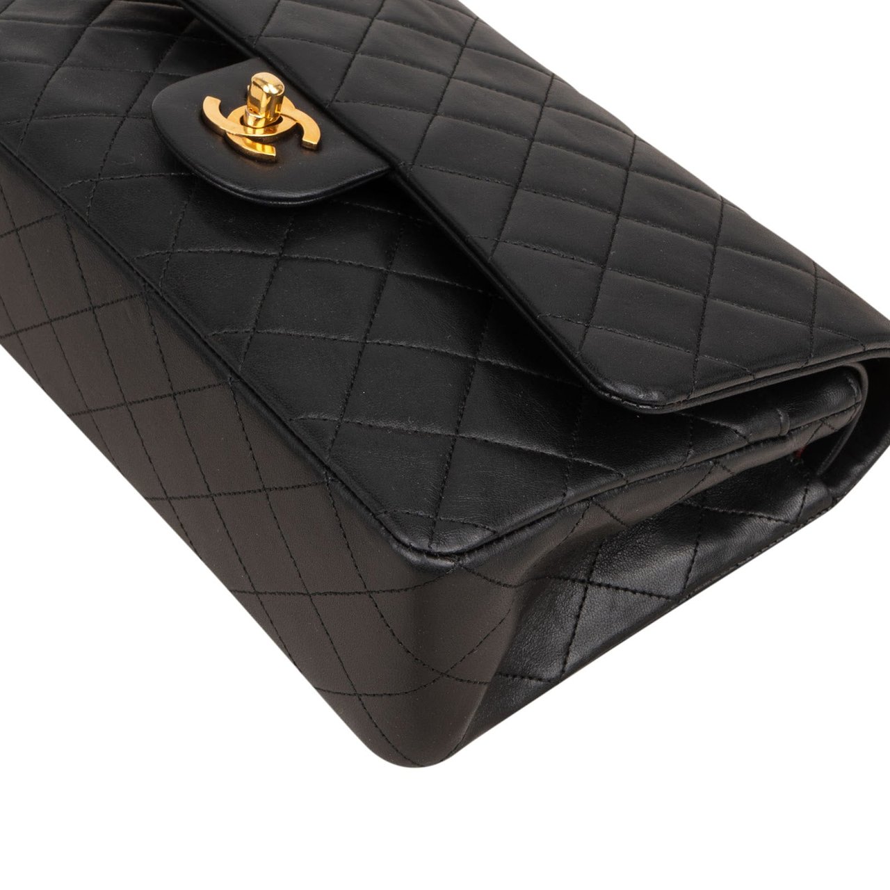 Chanel Chanel Quilted Lambskin 24K Gold Medium Double Flap Shoulder Bag Zwart