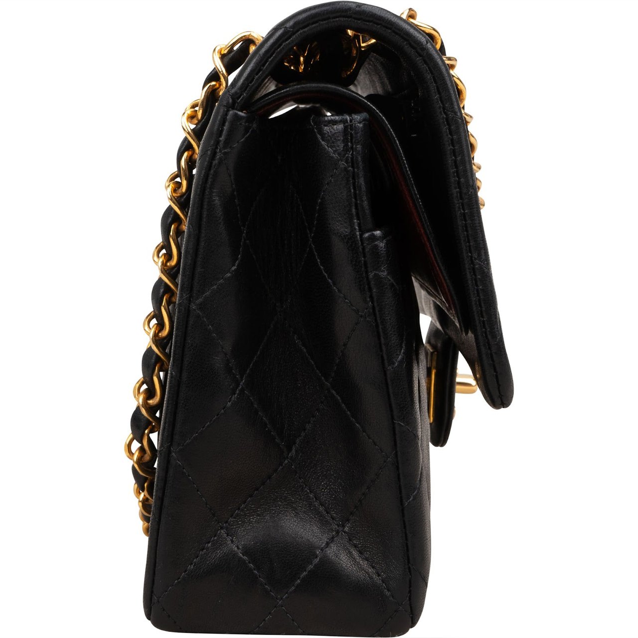 Chanel Quilted Lambskin Medium 24K Gold Double Flap Shoulder Bag Zwart