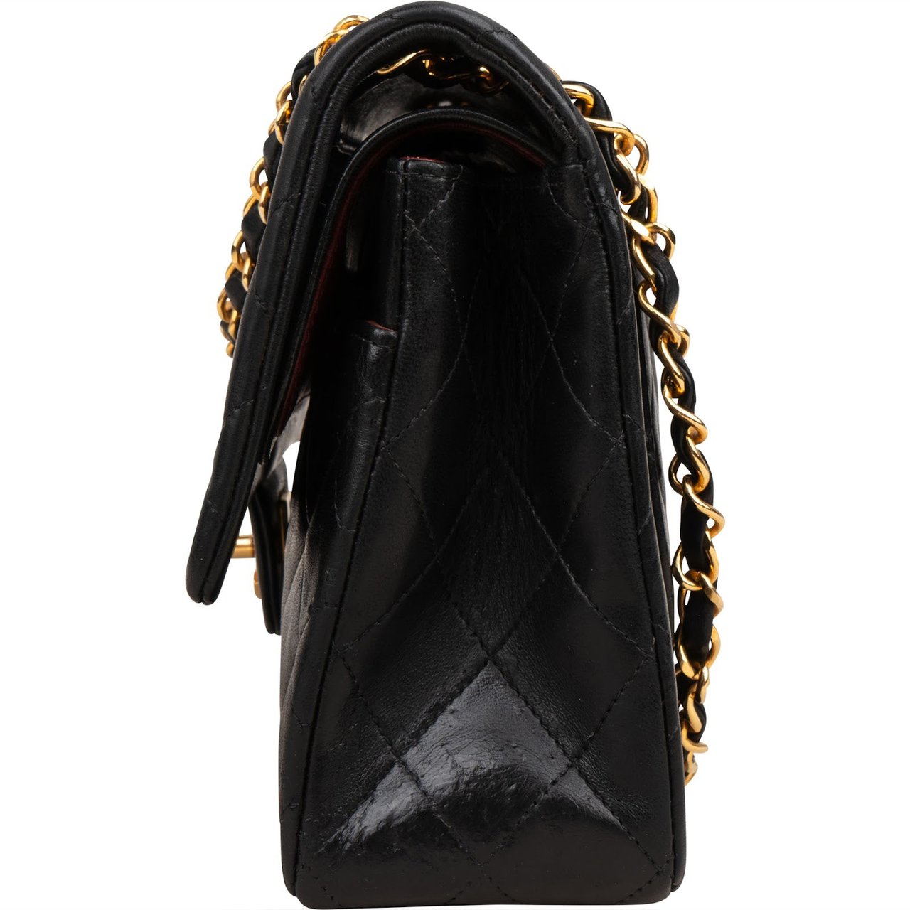 Chanel Quilted Lambskin Medium 24K Gold Double Flap Shoulder Bag Zwart