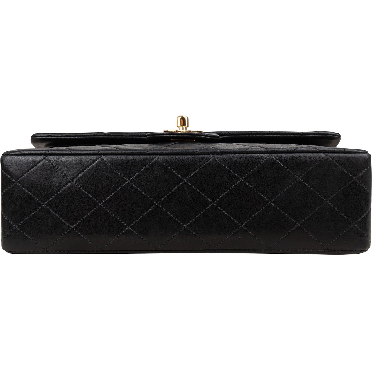 Chanel Quilted Lambskin Medium 24K Gold Double Flap Shoulder Bag Zwart