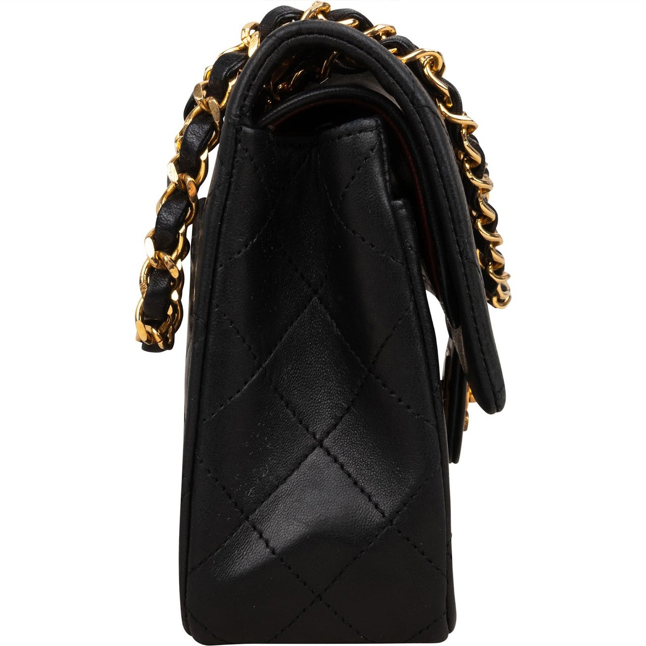 Chanel Quilted Lambskin Small 24K Gold Double Flap Shoulder Bag Zwart