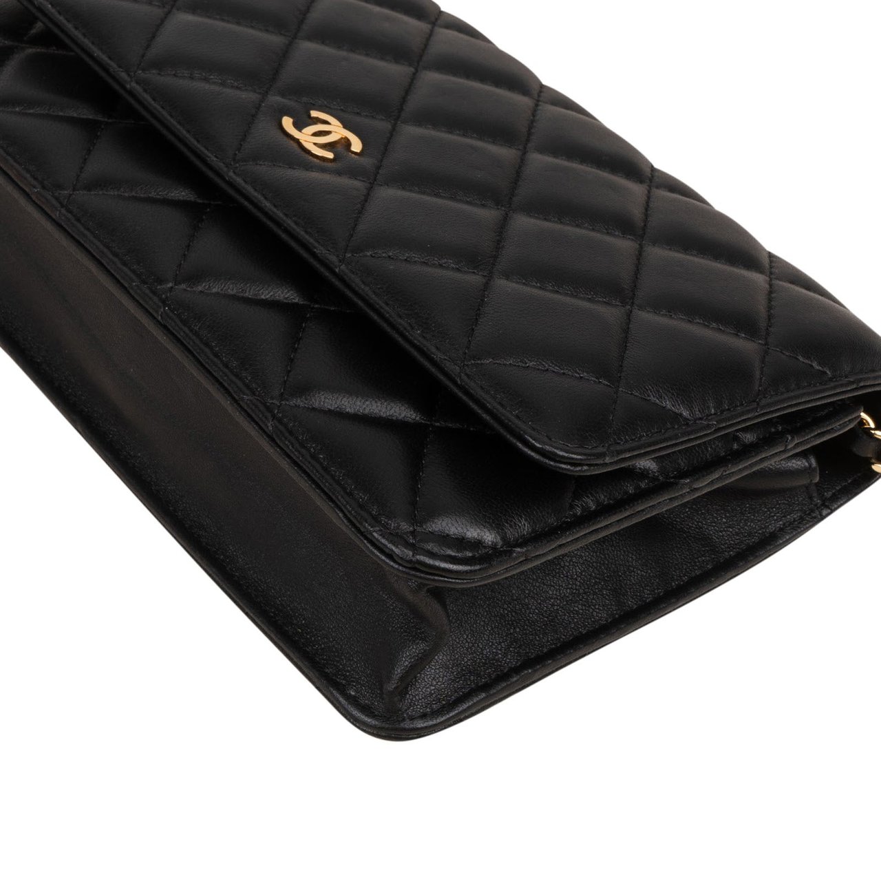 Chanel Quilted Lambskin Wallet on Chain Crossbody Bag Zwart